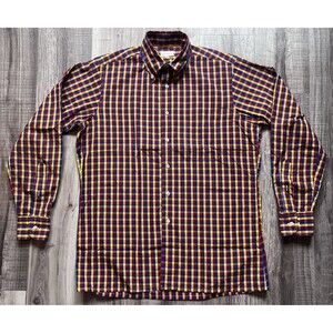 Maus & Hoffman Shirt Mens M Vibrant Plaid Long Sleeve Button Up Cotton USA